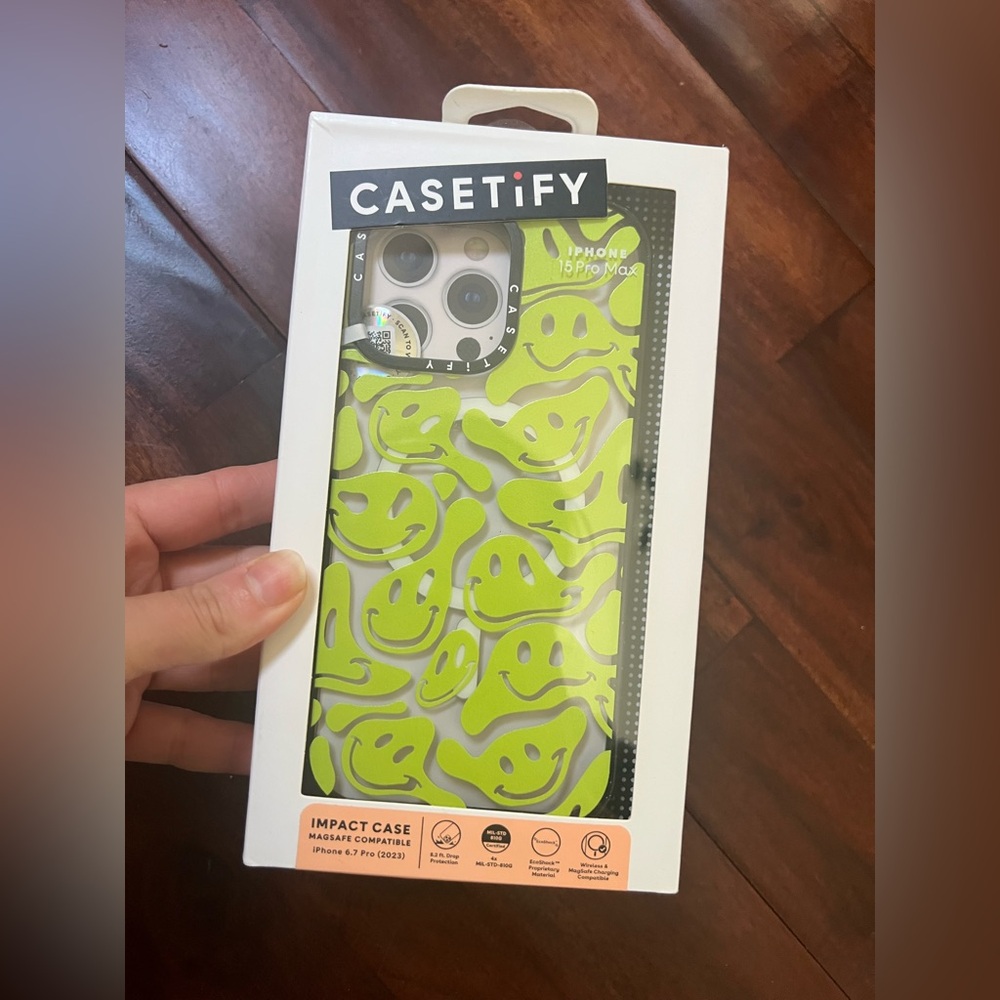 Casetify Iphone 15 Pro Max case new Acid Smiles Neon Green